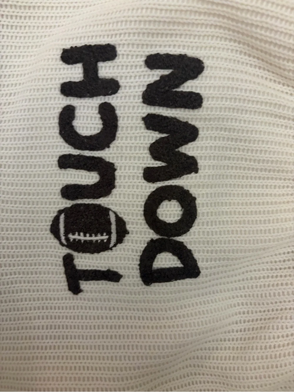 Baby chickpea Cream Knit 'TOUCH DOWN' football sweater Set with Striped Pants